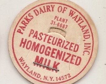 60 Old VINTAGE PARKS DAIRY Of Wayland milk caps wayland , n.y.