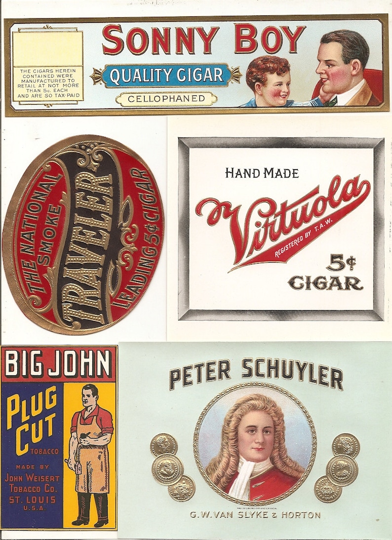 28 1930s plus TOBACCO and CIGAR LABELS image 1