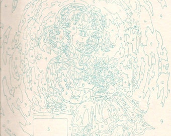 Old Vintage PAINT By Numbers Panel FLOWER GIRL