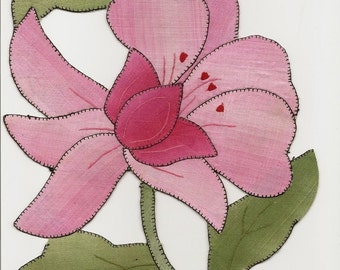 5 Folk ART FLOWER CLOTH Scraps