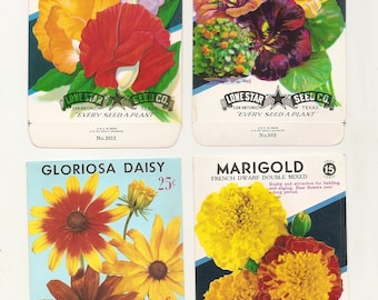 46 Old Vintage Flower/Vegetables Seed Packets Lone Star Seed Co. San Antonio,Texas,Sweet Pea,Cockscomb,daisy,poppy,petunia,zinna,snapdragon