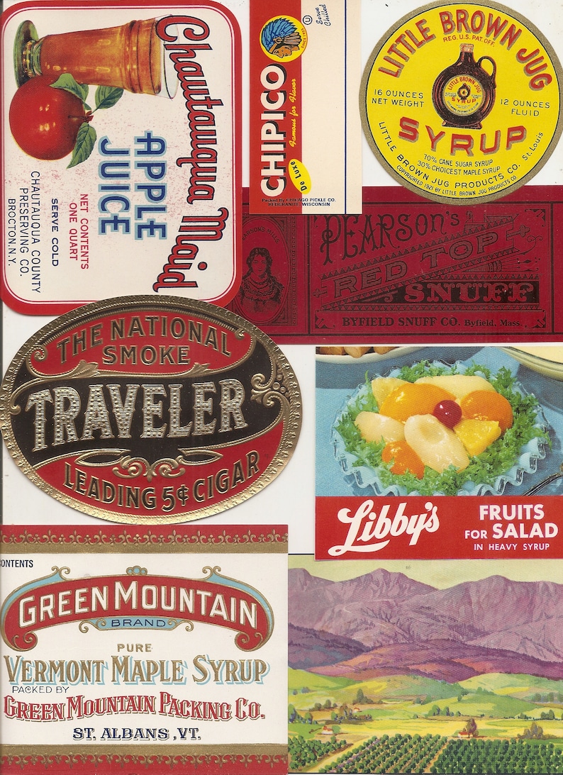 125 VINTAGE PRODUCT labels , tuna, spices, soda, beer, tobacco, whiskey, wine , etc... image 3