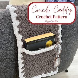 Couch Caddy Crochet Pattern, Bulky Yarn Remote Holder, Quick Crochet Organizer (Digital Download)