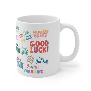Boa sorte, caneca de afirmações positivas, boas vibrações, você conseguiu, você é um presente incrível