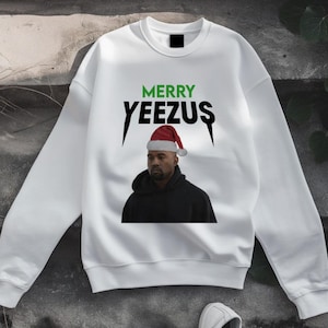 Limited Edition Kanye West Christmas Sweatshirt - &quot;Happy Yeezus&quot; Festive Design