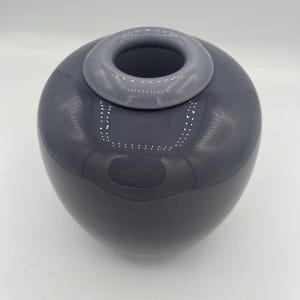 Deep Purple Blown Glass Vase with Lighrer Purple Glass Rim and Interior. Smooth polished Base. Like New.