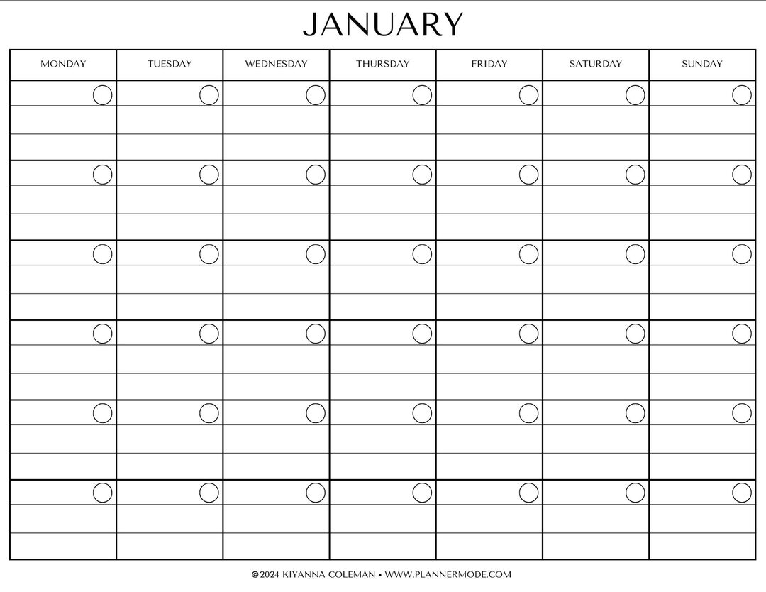 Blank Lined Calendar, Calendar Without Dates, Unlined Calendar ...