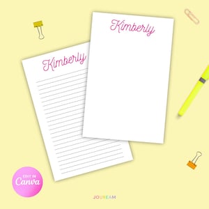 Simple Custom Notepad | Minimal Notepad Template | Clean Design | Canva Printable | Personalized Pad | Office or Home Use | 0025NPT