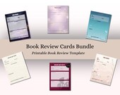 Book Review Cards Bundle Printable | 6 Aesthetic Reading Journal Sets | Cottagecore & Minimal Book Tracker Pages | Book Lover Gift