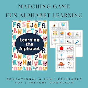 Juego de emparejar letras: aprendizaje del alfabeto para niños con hojas de trabajo de emparejamiento. Reconocimiento de letras divertido: encuentra la primera letra.