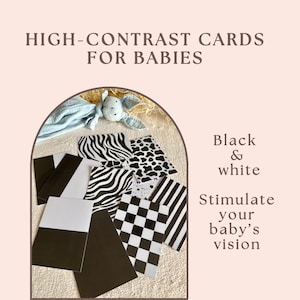 High contrast cards for newborns – black & white designs to support early visual development and focus. Perfect for babies 0–6 months.