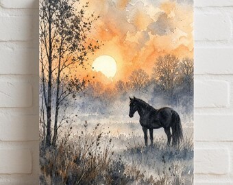 Sunrise Horse Painting Rolled Poster | The Texas Gazette Vintage Cover