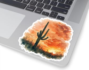 Saguaro Sunset Sticker | Cactus Desert Watercolor Kiss-Cut Sticker