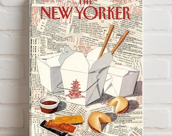 New Yorker Fortune Cookies & Chinese Takeout Poster | Rolled Poster, New Yorker Collage Print