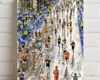 The Bostonian Marathon Runners Rolled Poster | Marathon Race Cityscape