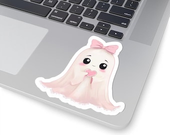 Cute Pink Bow Ghost Sticker | Kiss-Cut Sticker