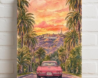 California Times Vintage Sunset Drive Poster | Rolled Poster