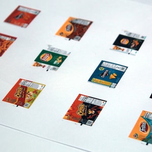Set of 12 Printable Miniature Potato Chip Bags 1:12 Scale Downloadable Printable PDF File Chip Bags Do It Yourself Dollhouse Diorama Food
