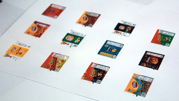 Set of 12 Printable Miniature Potato Chip Bags 1:12 Scale Downloadable Printable PDF File Chip Bags Do It Yourself Dollhouse Diorama Food