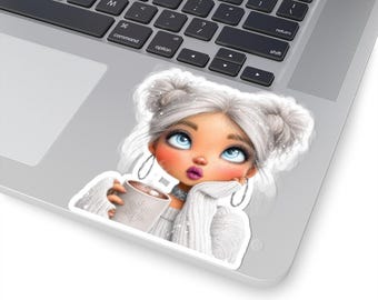Cozy Winter Girl Sticker | Kiss-Cut Sticker