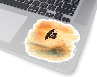 Watercolor Surfer Kiss-Cut Stickers | Surf Wave Silhouette