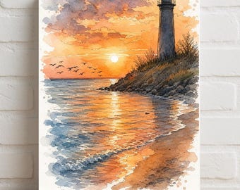 The Floridian Florida Lighthouse Sunset Rolled Poster | Coastal Beach Print