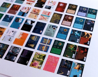 May include: A collection of miniature book covers with various titles and designs. The covers are arranged in a grid pattern on a white background. Some of the titles include "The Phantom of the Opera", "Macbeth's Revenge", "Pink and Prejudice", and "Beautiful Creatures".