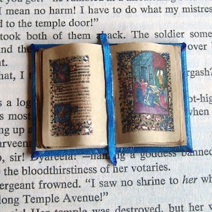 Miniature Book Medieval Gold Illuminated Open Book Ooak
