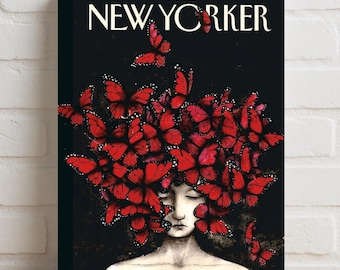 New Yorker Red Butterfly Hair Art Print | Rolled Poster