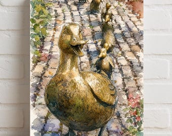 The Bostonian Make Way for Ducklings Poster Rolled Poster, Boston Public Garden Artwork | Vintage Magazine Cover Print