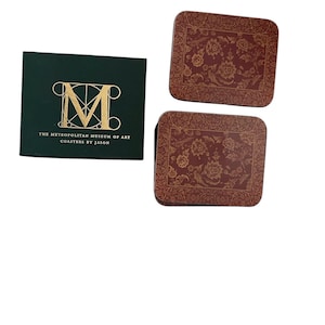 NIB Vintage NYC Metropolitan Museum of Art cork coasters set by Jason, Royal Indian Floral Cinnabar Mughal Art