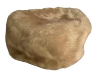 Vintage 70s/80s beige buff faux fur pillbox hat cozycore maximalist quiet luxury Faux Fur Pillbox Hat - Etsy main image 4