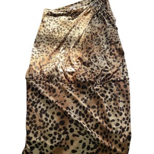 Vintage Y2K/90s Cache leopard print one shoulder blouson top mini dress going out dress animal print date night