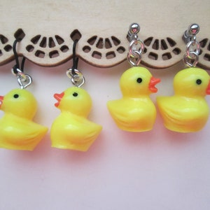 Yellow Duck Earrings: Hypoallergenic Clip On or Metal Free Wire