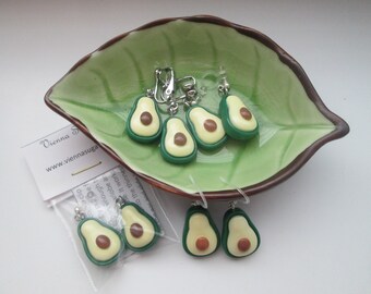 Resin Avocado Earrings: Invisible Clip On or Hypoallergenic Ear Wire