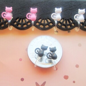 Earring Bundle: 3 Pairs Kitty Cat Invisible Clip On Studs