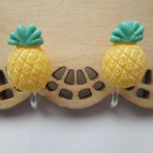 Tiny Yellow Pineapple Fruit Invisible Clip On Earrings No Pierce Studs