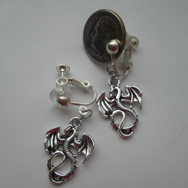 Silver Dragon Invisible Clip On Earrings Metal Free Ear Wire for Sensitive Ears