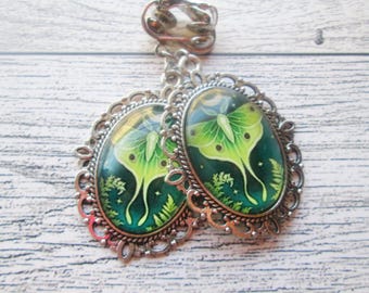 Green Luna Moth Earrings: Clip On or Pierced Options