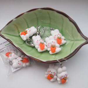 Cute Bunny and Carrot Invisible Clip On Earrings Hinge Back or Metal Free Ear Wire for Sensitive Ears image 10