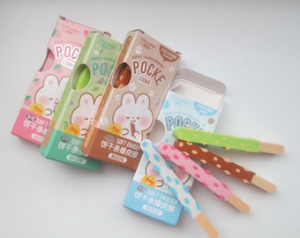 Pocky Biscuit Pencil Eraser Set 4 Erasers