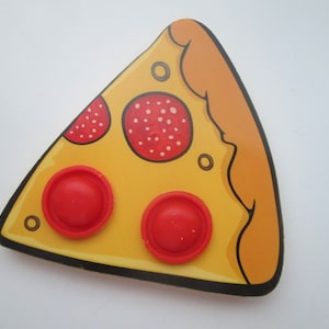 Pizza Slice Pencil Eraser with Pop Bubble Fidget Stim Toy Buttons