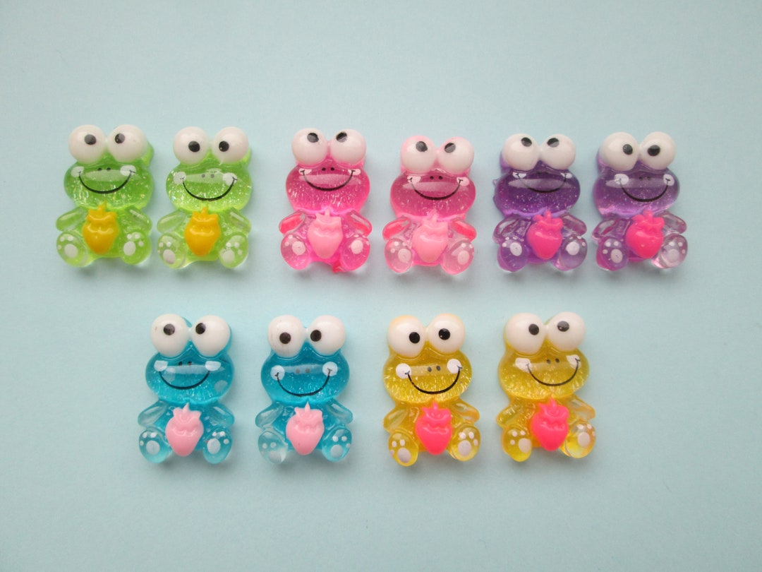 Colorful Resin Glitter Frog No Pierce Clip on Earrings With - Etsy