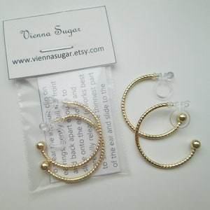 Small 2.5 cm Gold Hoop Invisible Clip On Earrings