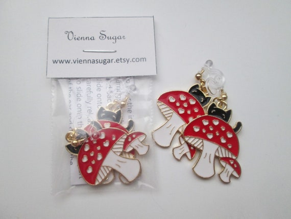 Clip on cheap mushroom earrings