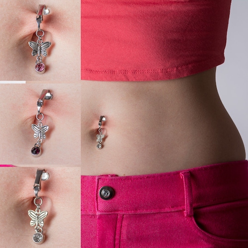Fake Belly Piercing Cute Crystal Bug Butterfly Etsy Australia