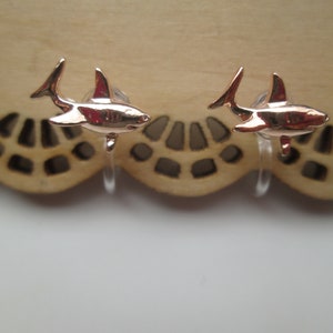 Tiny Rose Gold Shark Clip On Earrings: Comfortable No Pierce Jewelry