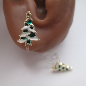 Christmas Tree Invisible Clip On Earrings