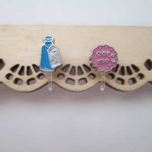 Enameled Alice in Wonderland Invisible Clip On Earrings