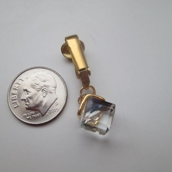 Prism Cube Gold Tone Clip On Belly Ring No Pierce Fake Navel Piercing